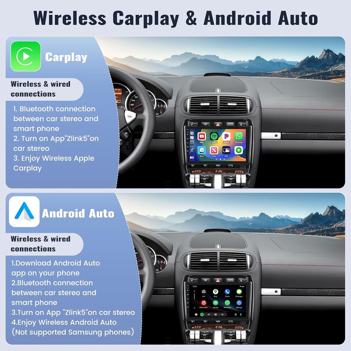 SIXWIN Android 13 Car Radio for Porsche Cayenne 2003-2010 2G+32G with Apple Carplay Android Auto Mirror Link 26UI Bluetooth 9 inch Touchscreen with GPS Navigation WiFi EQ FM Backup Camera MIC …