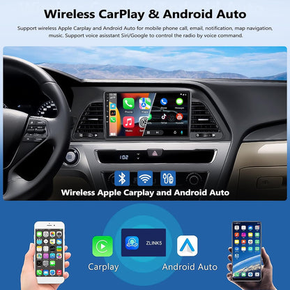 2G+32G Car Stereo Radio for Hyundai Sonata 2015 2016 2017 with Wireless CarPlay Android Auto Android 13 Car Radio 9" Touch Screen Bluetooth Radio with GPS Navigation FM RDS Backup Camera Head Unit