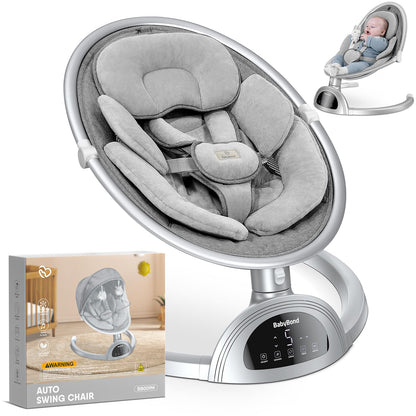 BabyBond Baby Swings for Infants, Bluetooth Infant Swing with Music Speaker, 3 Seat Positions, 5 Point Harness Belt, 5 Speeds and Remote Control - Portable Baby Swing for Indoor and Outdoor (Black)