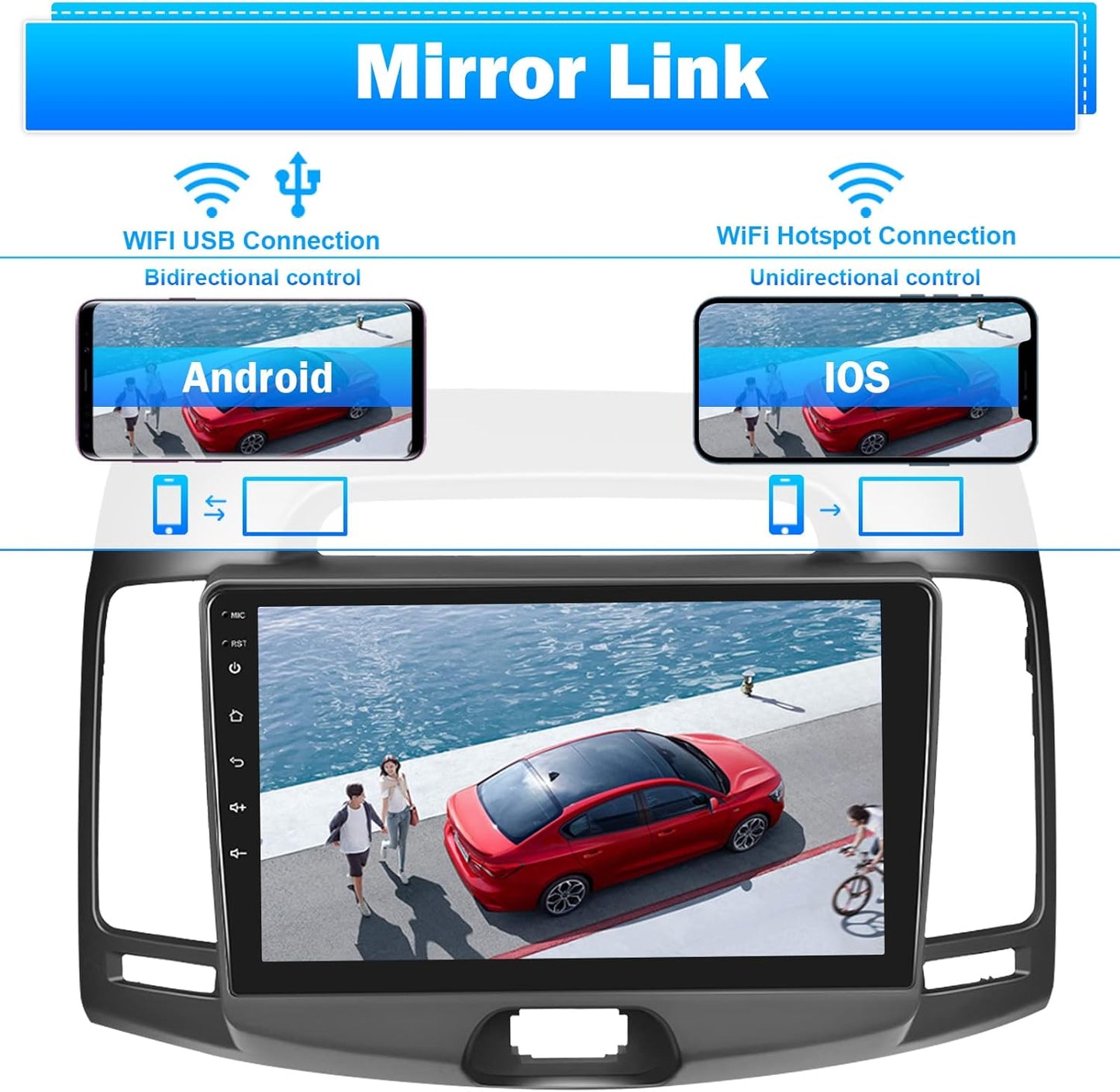 Roinvou for Hyundai Elantra 2007-2010 Android Car Radio Stereo 9 Inch Capacitive HD Touch Screen Mirror Link GPS Navigation Head Unit with WiFi Bluetooth USB FM RDS Steering Wheel Controls