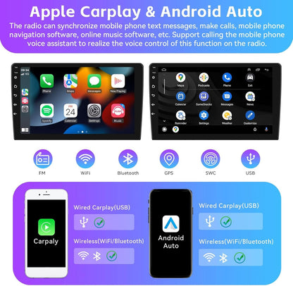 2+64G Android 13 Car Stereo for Hyundai Sonata NF 2004-2008 Upgrade Replacement Radio Apple Carplay Android Auto 9 inch Touchscreen Multimedia Player Head Unit FM Radio GPS Bluetooth+AHD Camera&MIC