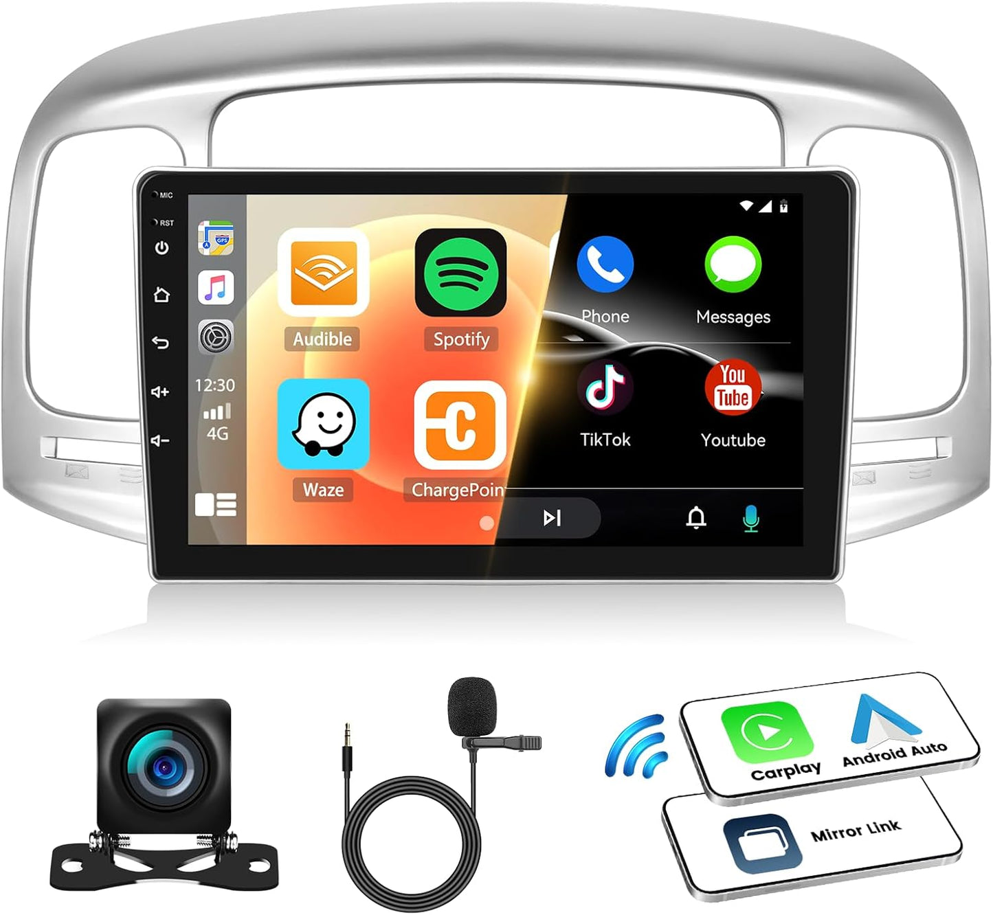 2+64G Android 13 Car Stereo for Hyundai Accent 2006-2011 Upgrade Replacement Radio Apple Carplay Android Auto 9 inch Touchscreen Multimedia Player Head Unit FM Radio GPS Bluetooth+AHD Camera&MIC
