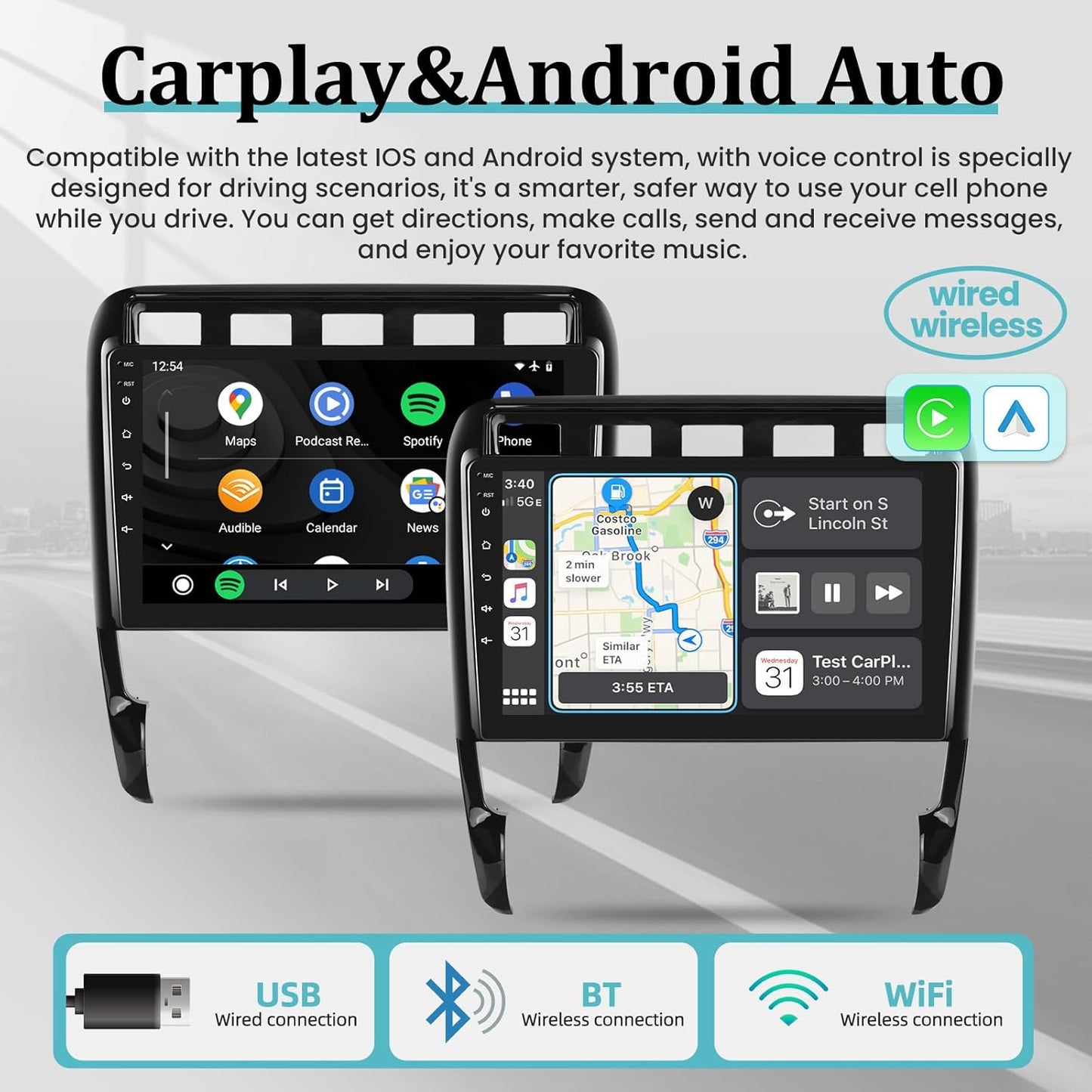 4+64G Android 13 Car Stereo for Porsche Cayenne 9PA 955 957 2002-2010 - 9 Inch Touchscreen Radio with Wireless Apple Carplay & Android Auto - WiFi/Mirror Link/SWC + AHD Backup Camera