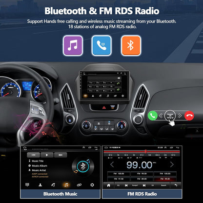 4+64GB Android Car Stereo Radio for Hyundai Tucson 2010-2015 with Wireless Carplay Android Auto Touch Screen Bluetooth Car Radio with GPS Navigation HiFi WiFi FM RDS Radio + AHD Backup Camera