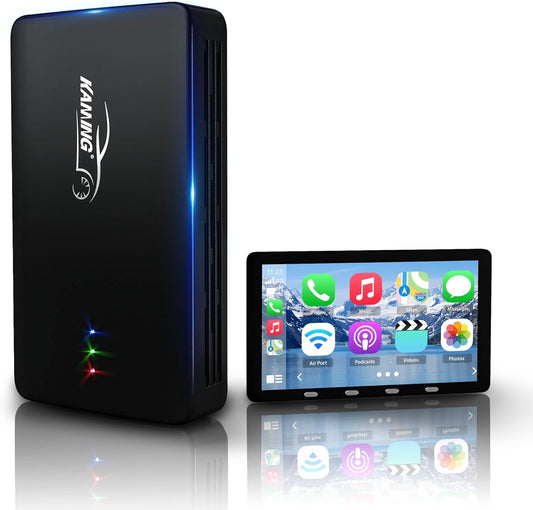 KAMING Carplay Adapter, Compatible with iPhone and Android Phones, Wireless and Plug and Play, 5G Dual-band Signal Filtering Technology, Supports Netflix, YouTube, and GPS