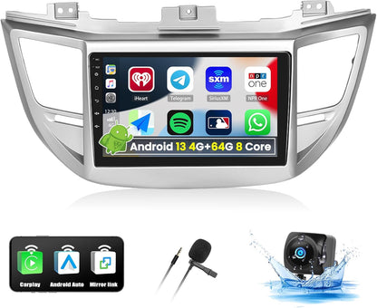 2G+32G 9 Inch Android Car Stereo for Hyundai Tucson 2015-2018 Radio Wireless Apple CarPlay Android Auto Bluetooth Touchscreen GPS Navigation Head Unit WiFi FM USB SWC Split Screen+AHD Backup Camera