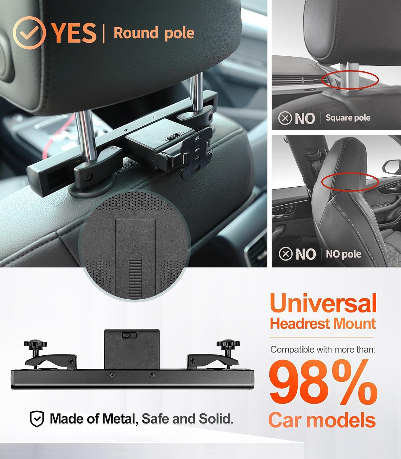 car display15.6-inch 4K Android portable car TV headrest display tablet suitable for car backseat, supports mobile phone wireless touch screen, comes with WiFi/Bluetooth/HDMI/USB/FM/multimedia video player
