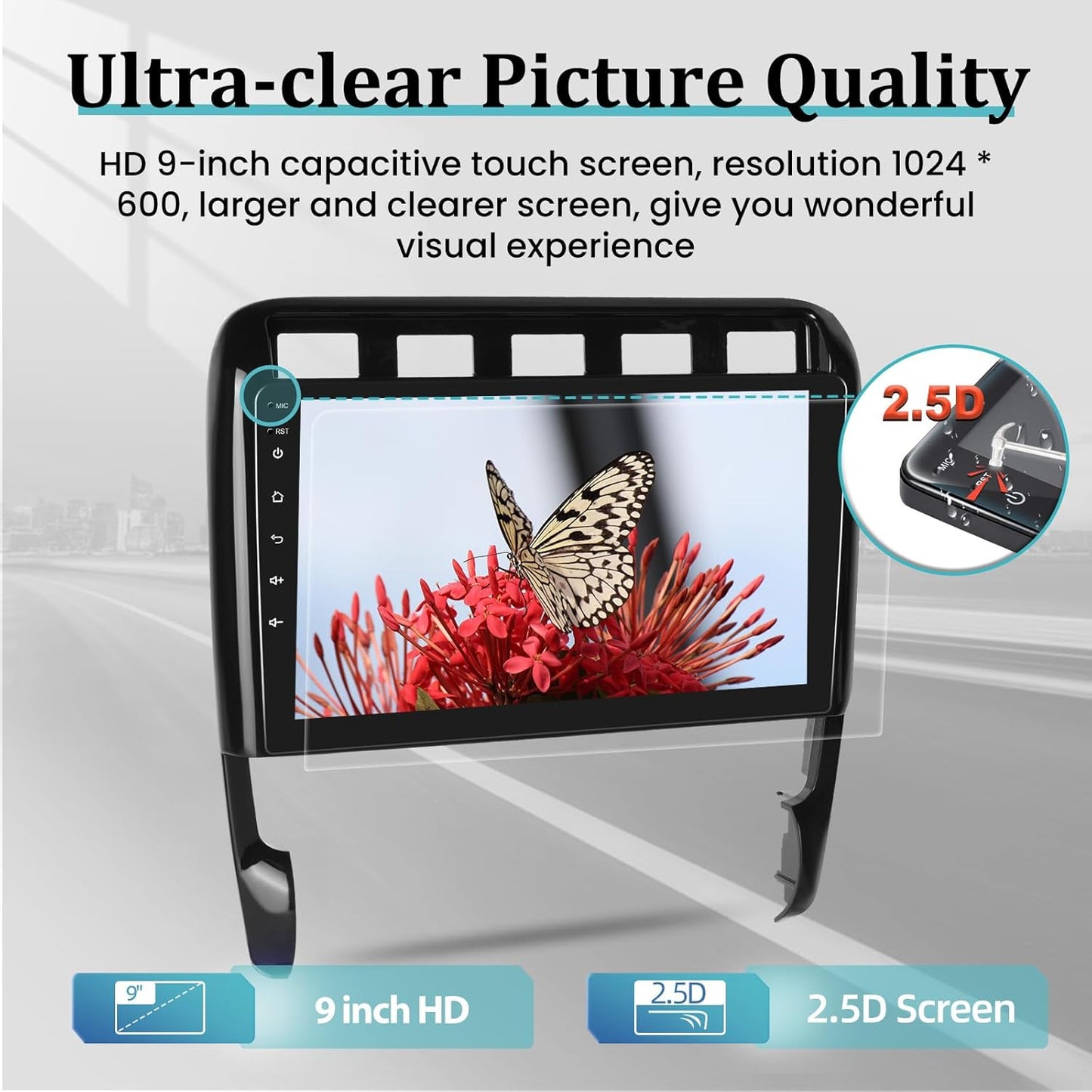 4+64G Android 13 Car Stereo for Porsche Cayenne 9PA 955 957 2002-2010 - 9 Inch Touchscreen Radio with Wireless Apple Carplay & Android Auto - WiFi/Mirror Link/SWC + AHD Backup Camera
