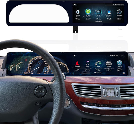 Mercedes-Benz Android Head Unit    12.3" Android 13 Dual Screen Style Multimedia Blue Anti-Glare HD Screen for Mercedes-Benz 2006-2013 S CL Class W221 W216 NTG 3.0/3.5, Support Carplay Android Auto Mirror Link (8+128GB)