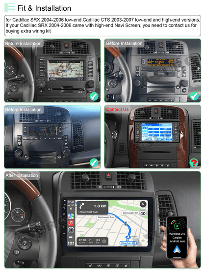 10'' Android 12 Car Radio Stereo Navi GPS 2+32G Carplay for Cadillac CTS SRX 2003-2007
