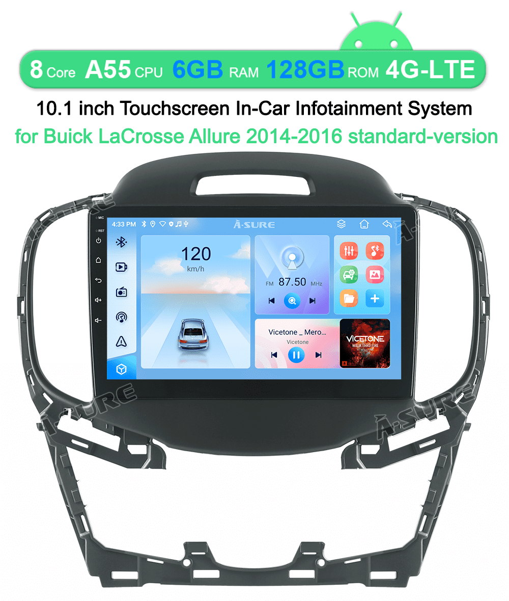 10.1" Android 13 Car Stereo Radio 6+128GB for Buick LaCrosse Allure 2014-2016 Wireless CarPlay GPS Navi 4G LTE WiFi Bluetooth DSP SWC USB