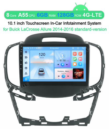 10.1" Android 13 Car Stereo Radio 6+128GB for Buick LaCrosse Allure 2014-2016 Wireless CarPlay GPS Navi 4G LTE WiFi Bluetooth DSP SWC USB