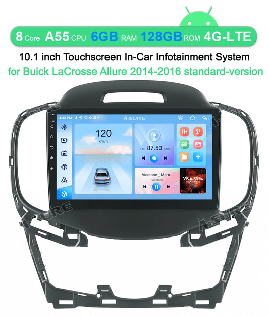 10.1" Android 13 Car Stereo Radio 6+128GB for Buick LaCrosse Allure 2014-2016 Wireless CarPlay GPS Navi 4G LTE WiFi Bluetooth DSP SWC USB