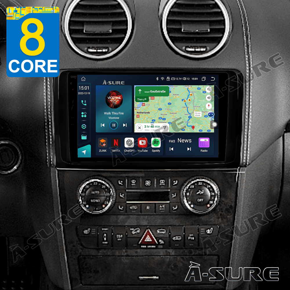 Mercedes-Benz Android Head Unit    8-Core 4+64GB Android 13 GPS Car Stereo Radio for Mercedes Benz ML/GL-Class W164 Wireless CarPlay 4G LTE BT WiFi DSP USB