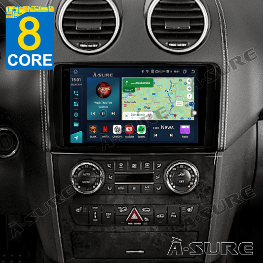 Mercedes-Benz Android Head Unit    8-Core 4+64GB Android 13 GPS Car Stereo Radio for Mercedes Benz ML/GL-Class W164 Wireless CarPlay 4G LTE BT WiFi DSP USB