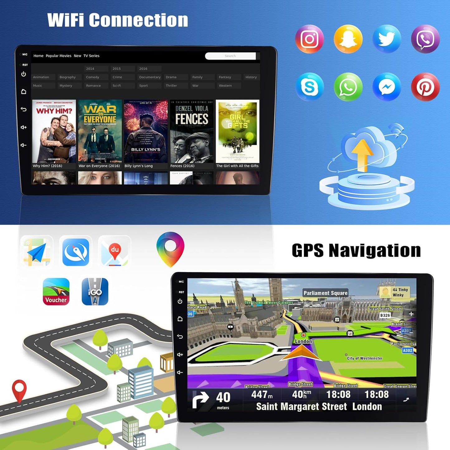[8 Core 4G+64G] Android 13 Car Stereo for Hyundai Veloster 2011-2015 with Wireless Apple Carplay Android Auto,9'' Touchscreen Car Radio with WiF/GPS Navigation,Bluetooth,FM/RDS,SWC+AHD Backup Camera