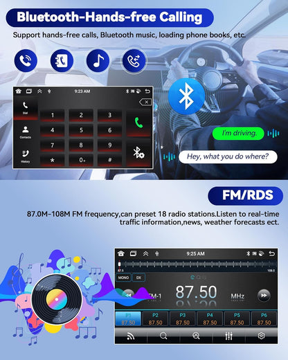CAMECHO 9'' Touchscreen Car Radio for Hyundai Veracruz ix55 2007-2013 Head Unit with Carplay Android Auto, 2+64G Android 13 with Bluetooth 5.0, GPS Navigation, WiFi, FM/RDS + Backup Camera & Mic