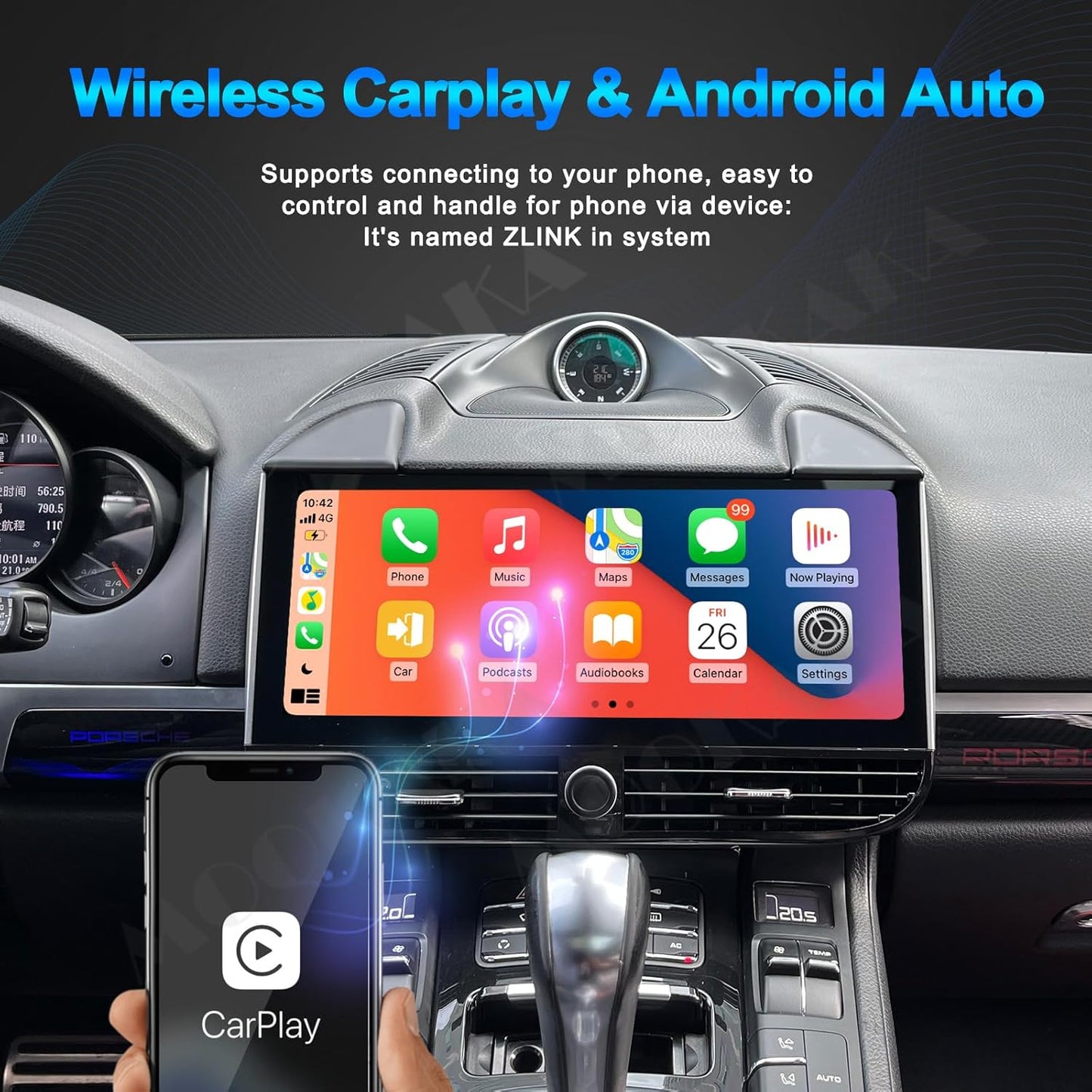Qualcomm Android 13 Car Radio for Porsche Cayenne 2010-2017 Stereo Replacement GPS Navigation Head Unit Multimedia Player 12.3 Inch IPS Touch Screen Carplay (PCM 3.1, 4-64GB)