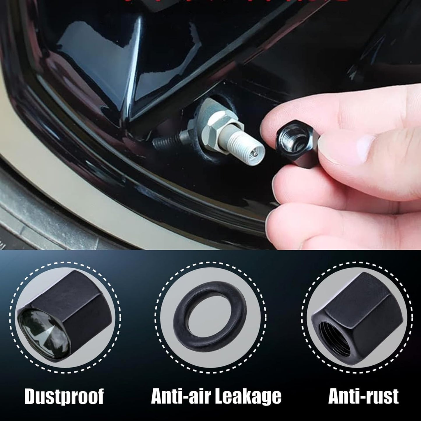 TACTILIAN Car Tire Valve Stem Caps for Tesla Model 3, S, X, Y Accessories (4 Pack) Leakproof Aluminum Tire Valve Caps with Rubber O-Rings Compatible with Tesla Model Y Accessories 2023Tesla   Vehicle Accessories