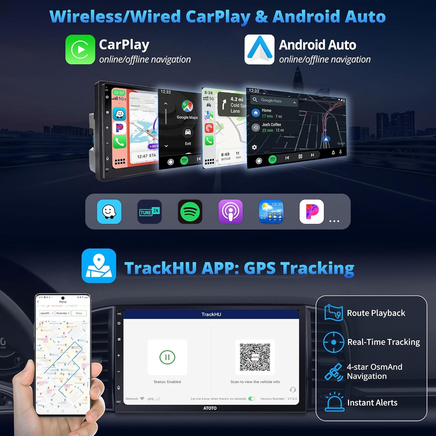 [Fully Laminated Screen] Android Double Din Car Stereo, 8-Core Android Head Unit 1280 * 720P, Powered by ChatGPT, Wireless Carplay&Android Auto, ATOTOEXCEL A6PF GPS Navigator, LRV, WiFi/BT