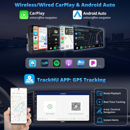 [Fully Laminated Screen] Android Double Din Car Stereo, 8-Core Android Head Unit 1280 * 720P, Powered by ChatGPT, Wireless Carplay&Android Auto, ATOTOEXCEL A6PF GPS Navigator, LRV, WiFi/BT