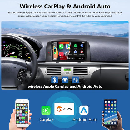2G+32G Car Stereo Radio with Wireless Apple CarPlay Android Auto for Hyundai Sonata 2004-2008 9" Android Touch Screen Bluetooth Car Radio with GPS Navigation WiFi Backup Camera FM RDS Head Unit