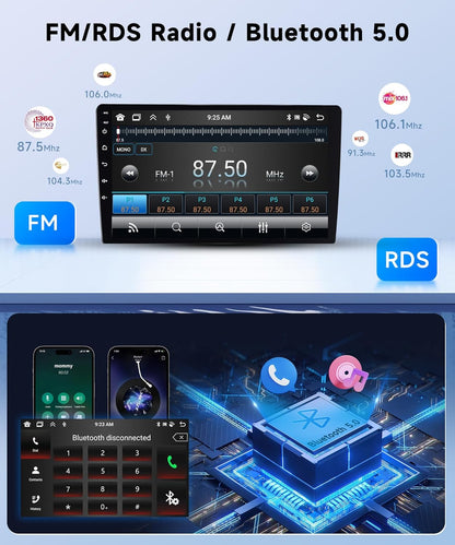 8Core 4G+64G Android 13 Double Din Car Stereo Wireless Carplay Android Auto, 10.1inch HD 1280 * 720P IPS Touchscreen Radio in-Dash Head Unit GPS WiFi/32EQ DSP Audio/Bluetooth5.0/SWC Backup Camera