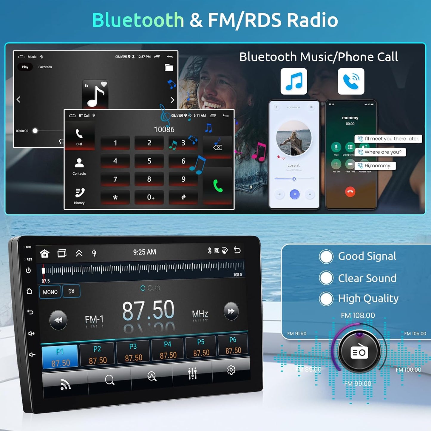 2+64G Android Car Radio Car Stereo for Audi Q5 2010-2018 with Wireless Carplay Android Auto, 9’’ Touch Screen Head Unit Mirror Link WiFi GPS Navigation Bluetooth FM RDS EQ AHD Backup Camera SWC MIC