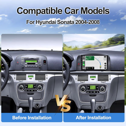 2G+32G Car Stereo Radio with Wireless Apple CarPlay Android Auto for Hyundai Sonata 2004-2008 9" Android Touch Screen Bluetooth Car Radio with GPS Navigation WiFi Backup Camera FM RDS Head Unit