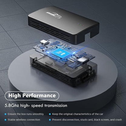 KAMING Carplay Adapter, Compatible with iPhone and Android Phones, Wireless and Plug and Play, 5G Dual-band Signal Filtering Technology, Supports Netflix, YouTube, and GPS