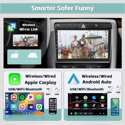 8Core 4+64G Car Stereo for Audi A4 S4 RS4 2002-2008 with Wireless Apple Carplay Android Auto, Android 13 9 inch 1280*720 Touch Screen Car Radio with GPS WiFi BT 5.0 DSP FM RDS Radio AHD Backup Camera