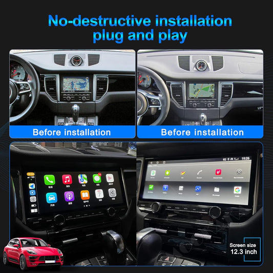 MOOKAKA 12.3 Inch Radio Replacement for Porsche Macan 2011-2018 Android Car Stereo Autoradio 2 din GPS Navigation Head Unit Multimedia Player IPS Touch Screen Carplay DSP(6+128)