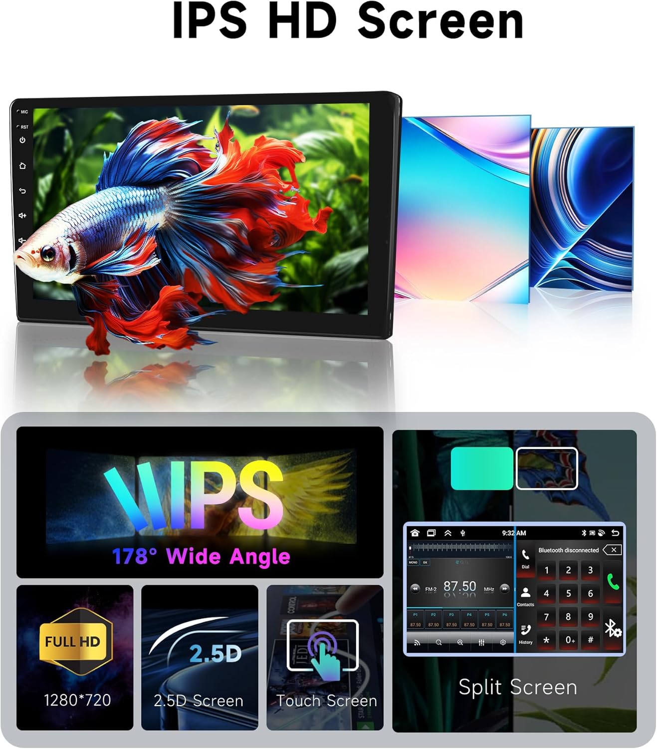 [8 CORE 2G+64G] Android 13 Double Din Car Radio Wireless Carpla Android Auto, 10.1" IPS HD Touchscreen Car Stereo with Bluetooth GPS WiFi FM/RDS 32EQ Mirror Link DSP SWC Backup Camera