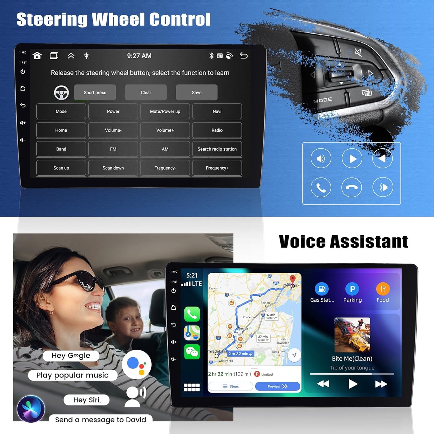 [8 Core 4G+64G] Android 13 Car Stereo for Hyundai Veloster 2011-2015 with Wireless Apple Carplay Android Auto,9'' Touchscreen Car Radio with WiF/GPS Navigation,Bluetooth,FM/RDS,SWC+AHD Backup Camera