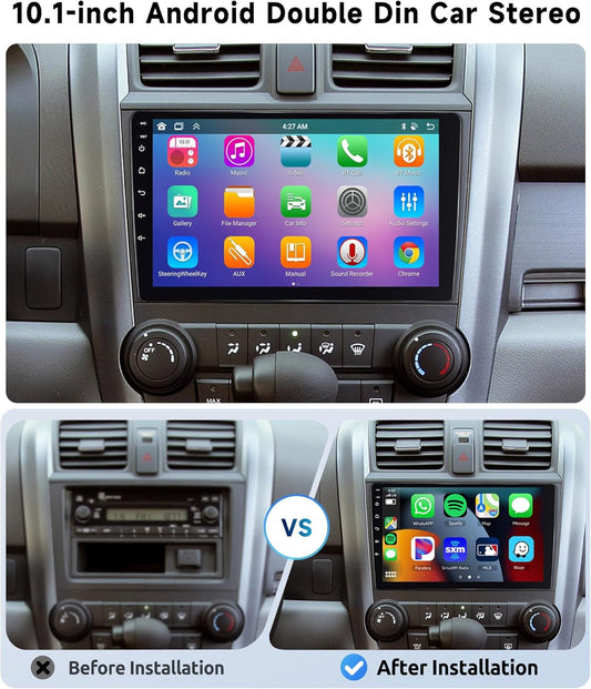 [8 CORE 2G+64G] Android 13 Double Din Car Radio Wireless Carpla Android Auto, 10.1" IPS HD Touchscreen Car Stereo with Bluetooth GPS WiFi FM/RDS 32EQ Mirror Link DSP SWC Backup Camera