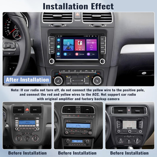 Android Car Stereo for VW Volkswagen Seat Golf Passat Jetta Beetle Tiguan Touran EOS 7” Double Din Touchscreen Bluetooth Radio with Apple CarPlay Android Auto GPS Navigation WiFi FM Backup Camera MIC