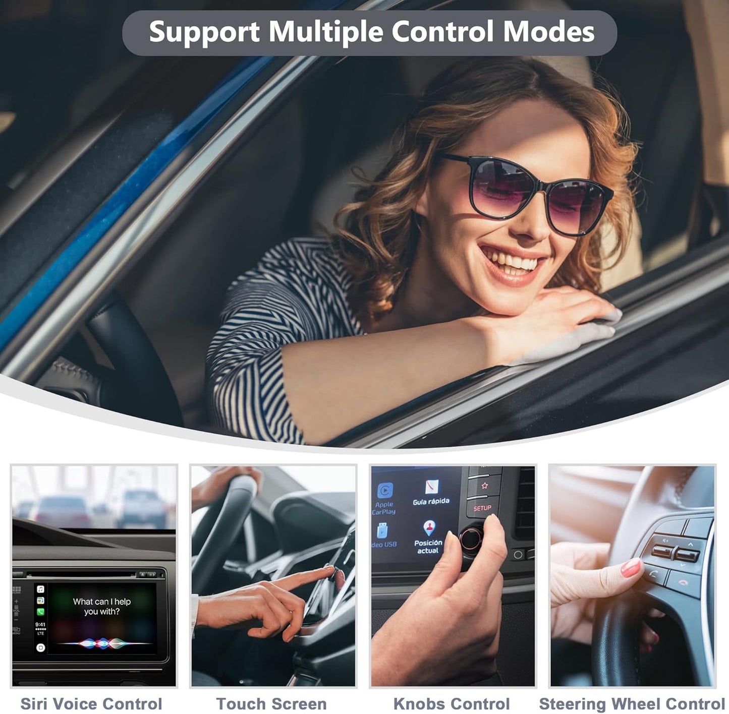 KAMING Carplay Adapter, Compatible with iPhone and Android Phones, Wireless and Plug and Play, 5G Dual-band Signal Filtering Technology, Supports Netflix, YouTube, and GPS
