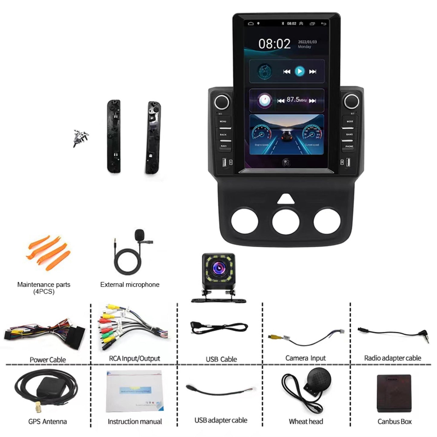 Zcargel 9.7" For Dodge Ram 1500 2500 3500 2013-2019 Vertical Car Radio Stereo Carplay IPS Android 13.0 Car Stereo Dash Head Unit GPS Navigation Android Auto FM BT