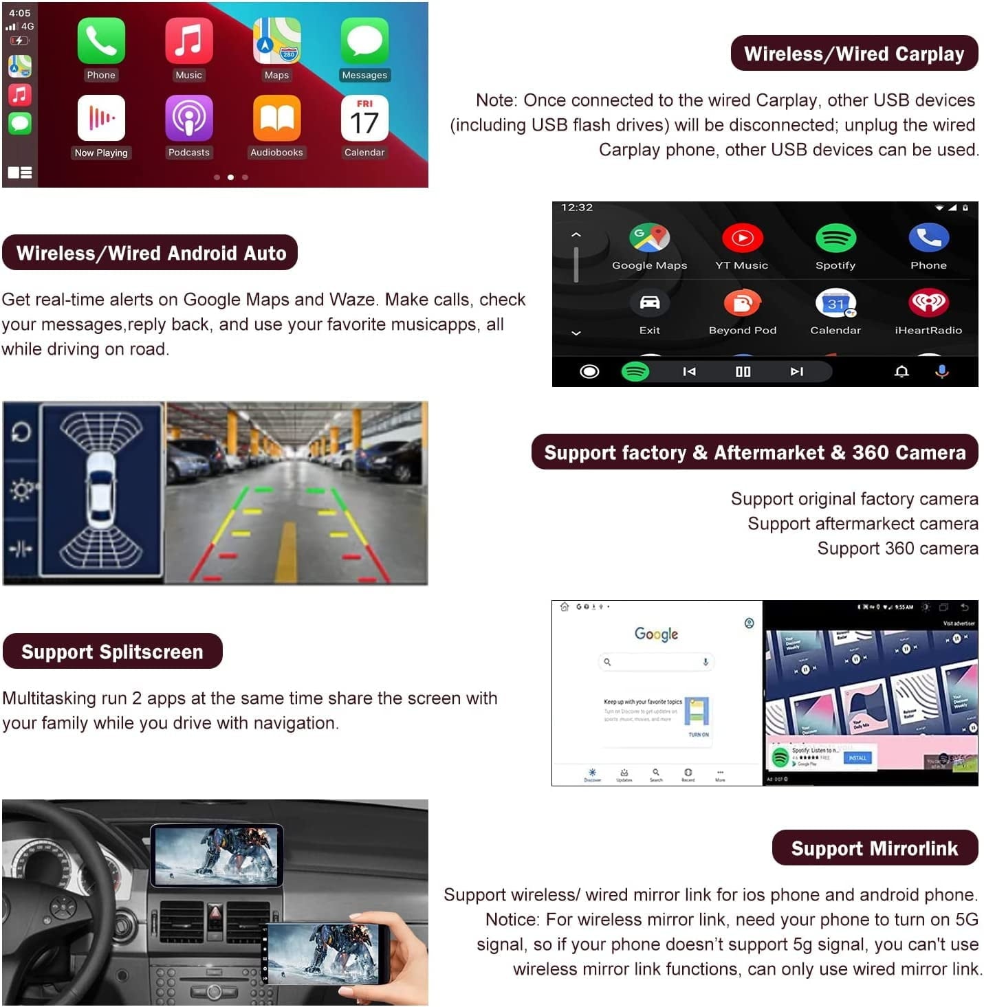 Mercedes-Benz Android Head Unit    Road Top Android 12 Car Stereo Receiver 10.25 Inch Touch Screen Wireless CarPlay & Android Auto Radio for Mercedes Benz GLK Class X204 2009-2015 Year 8+128G Support Upgrade Voice Control