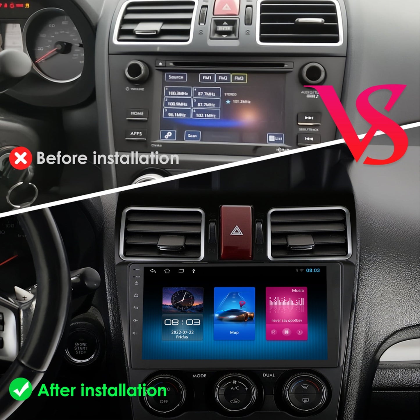 Wireless Carplay Android 12 Wifi 2+32GB Auto Car Stereo Radio Head Unit GPS Navigation Player For Subaru Forester WRX STI 2016 2017 2018