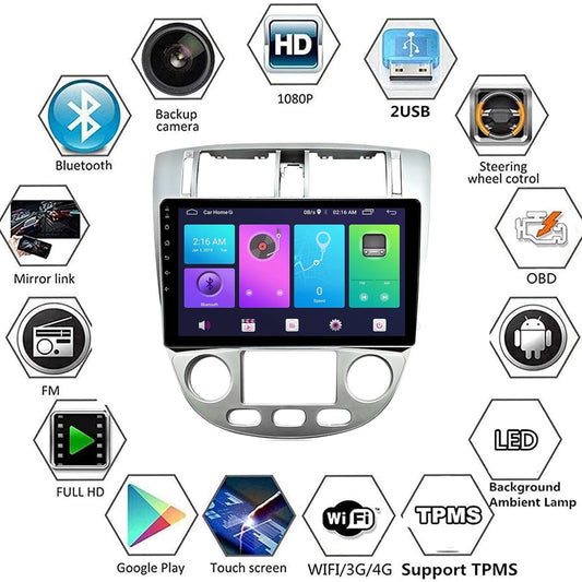 Sovob Android Car Stereo for BUI-CK EXCELLE 2003-2007 AT 2 Din Radio GPS Navigation IPS Touch Screen Multimedia Player Support 4G Carplay SWC Wifi Mirror Link DSP BT(Size:4 core wifi 1G+16G)