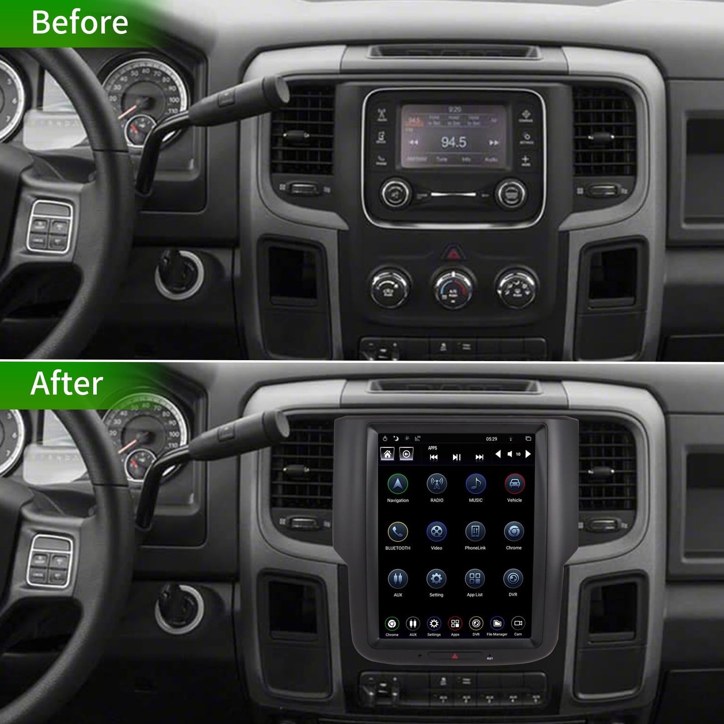 Linkswell 10.4" Gen4 T-Style Car Radio Stereo for RAM 2013-2018 Apple Carplay Android Auto Head Unit Multimedia Player DSP/Bluetooth/Wifi/SWC/GPS