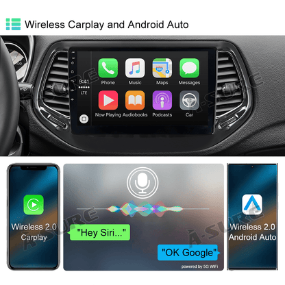 For Jeep Compass 2017-2020 Wireless CarPlay Android 13 Car Radio Stereo GPS Navi Bluetooth WiFi USB DSP SWC 2+32GB