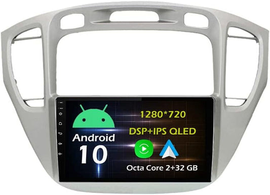 Toyota Android Head Unit   9'' Android 10 in Dash Car Stereo Radio Fit for Toyota Highlander 1 2001 02 03 04 05 06 07 GPS Navigation Head Unit Carplay Android Auto DSP 4G WIFI Bluetooth Silver