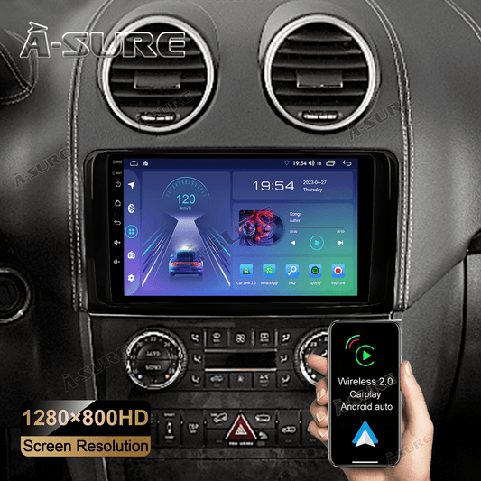Mercedes-Benz Android Head Unit    Junhua 9" CarPlay Android 12 Car Stereo for Mercedes-Benz ML-Class W164, GPS, Bluetooth, USB