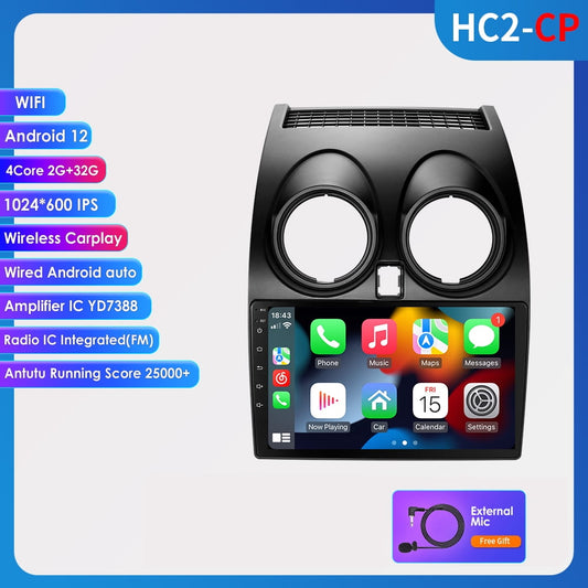 9" Android 12 Apple Carplay Wifi 2+32GB Car Stereo Radio GPS Navigation Player For Nissan Qashqai 2006-2013