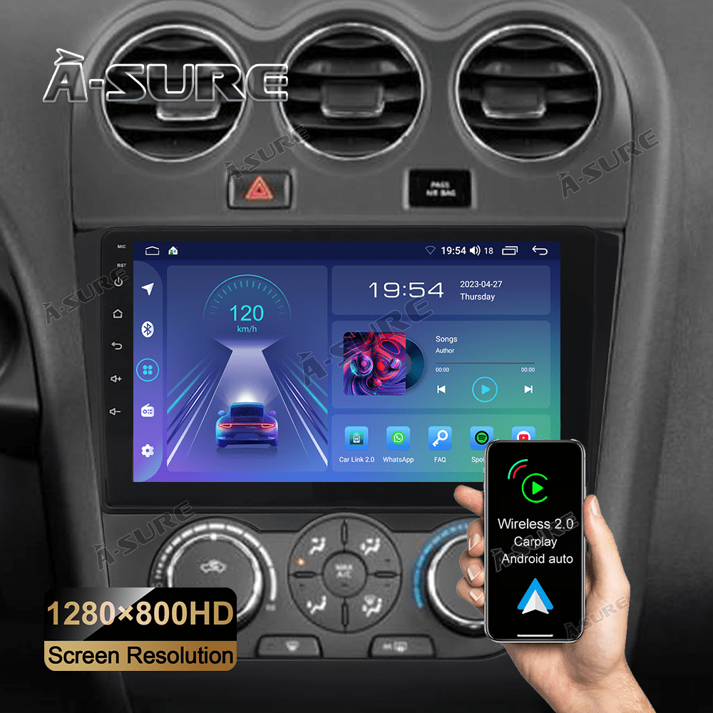 Wireless CarPlay 2+32GB Android 13 Car Stereo Radio for Nissan Altima IV 2007-2012 Bluetooth WiFi GPS Navi DSP USB SWC