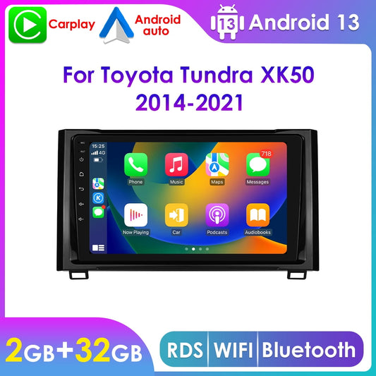 Toyota Android Head Unit   9" Touch Screen Android 13 Apple Carplay 4+32GB Car Stereo Radio Head Unit GPS Navigation Player For Toyota Tundra XK50 2014 2015 2016 2017 2018 2019 2020 2021