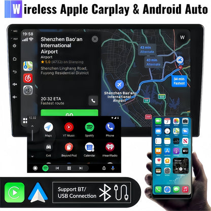 Guwzn Car Stereo Radio for Subaru Forester 2002-2008 9" Touchscreen 2+32G Vehicle GPS Navigation Wireless CarPlay Android Auto