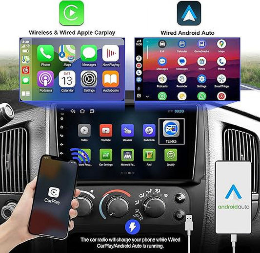 2+32G 9-Inch Android 12 Double Din Car Stereo for Dodge RAM 1500/2500/3500 2002-2005 Touchscreen